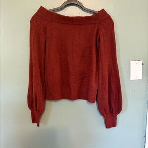 Olivaceous Off-Shoulder Sweater - Rust